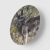 Donkergrijze Wolf & Forest Pasture Fotoklok Ronde Klok (Hoek)