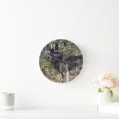 Donkergrijze Wolf & Forest Pasture Fotoklok Ronde Klok (Huis)