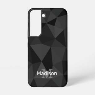 Donkergrijze zwarte geometrische mesh patroon Mono Samsung Galaxy Hoesje