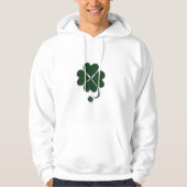 Donkergroen 4 Leaf Clover St. Patrick's Day White Hoodie (Voorkant)