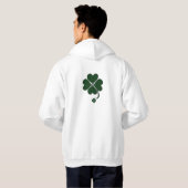 Donkergroen 4 Leaf Clover St. Patrick's Day White Hoodie (Achterkant volledig)