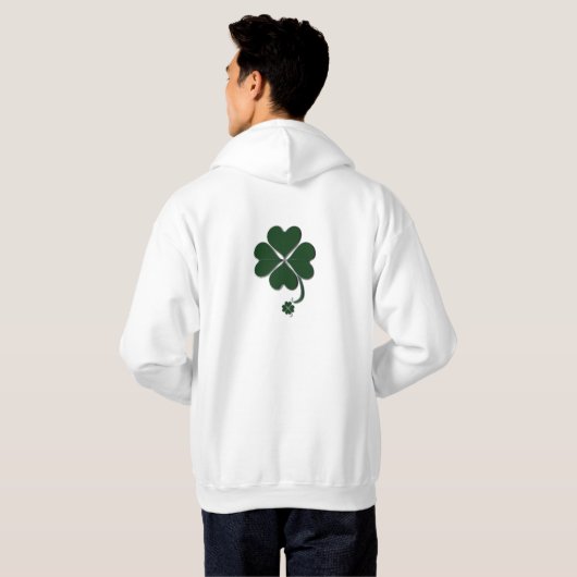 Donkergroen 4 Leaf Clover St. Patrick's Day White Hoodie (Achterkant volledig)