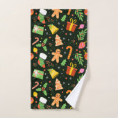 Donkergroen Abstract kerstpatroon Bad Handdoek (Handdoek)