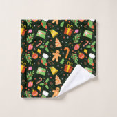 Donkergroen Abstract kerstpatroon Bad Handdoek (Wasdoekje)