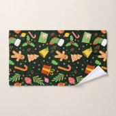 Donkergroen Abstract kerstpatroon Bad Handdoek (Handdoek)