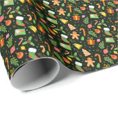 Donkergroen Abstract kerstpatroon Cadeaupapier (Rol Hoek)