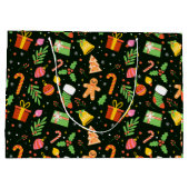 Donkergroen Abstract kerstpatroon Groot Cadeauzakje (Achterkant)