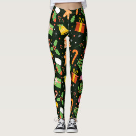 Donkergroen Abstract kerstpatroon Leggings
