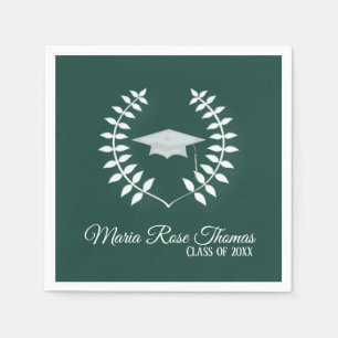 Donkergroen Afstudeerder Pet en bladpapier Napels Servet