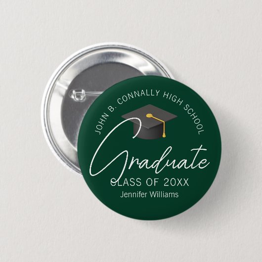 Donkergroen Afstuderen Custom 2025 Afstuderen Ronde Button 5,7 Cm (Voorkant /achterkant)