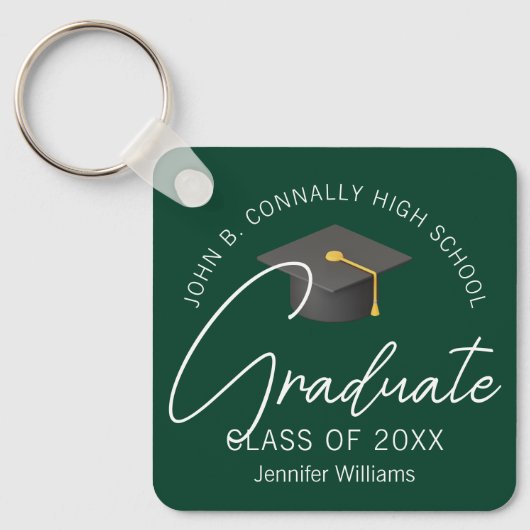 Donkergroen Afstuderen Custom 2025 Afstuderen Sleutelhanger (Voorkant)