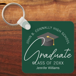 Donkergroen Afstuderen Custom 2025 Afstuderen Sleutelhanger