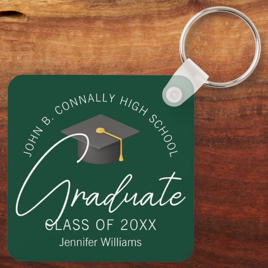 Donkergroen Afstuderen Custom 2025 Afstuderen Sleutelhanger (Achterkant)