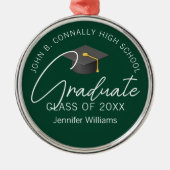 Donkergroen Afstuderen Custom Afstuderen Christmas Metalen Ornament (Voorkant)
