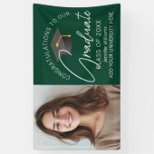 Donkergroen Afstuderen foto 2025 Afstudeerfeest Spandoek (Verticaal)