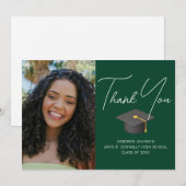 Donkergroen Afstuderen Foto Gepersonaliseerd Afstu Bedankkaart (Voorkant / Achterkant)