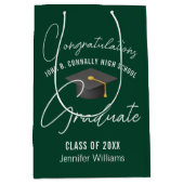 Donkergroen Afstuderen gepersonaliseerd afstudeerf Medium Cadeauzakje (Voorkant)