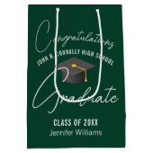 Donkergroen Afstuderen gepersonaliseerd afstudeerf Medium Cadeauzakje (Achterkant)