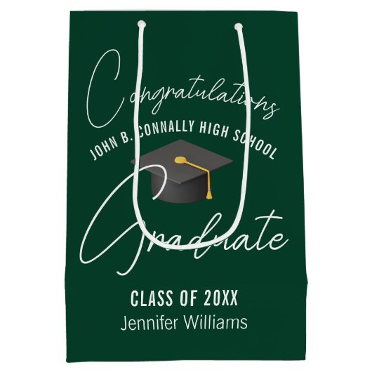 Donkergroen Afstuderen gepersonaliseerd afstudeerf Medium Cadeauzakje (Achterkant)