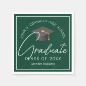 Donkergroen Afstuderen gepersonaliseerd afstudeerf Servet (Voorkant)