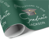 Donkergroen Afstuderen gepersonaliseerd Afstuderen Cadeaupapier (Rol Hoek)