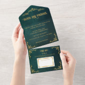  donkergroen all in one uitnodiging (Afscheurbaar)