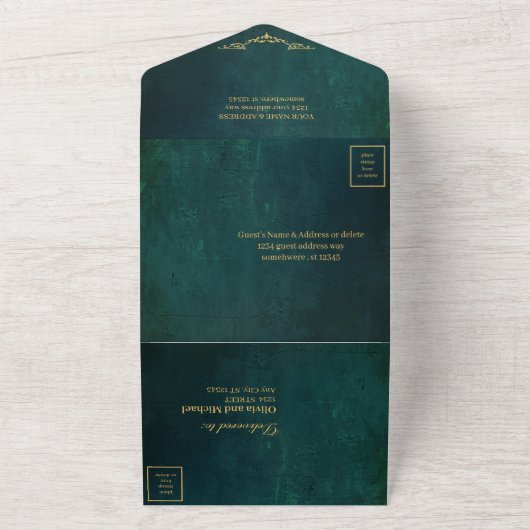  donkergroen all in one uitnodiging (Buitenkant)