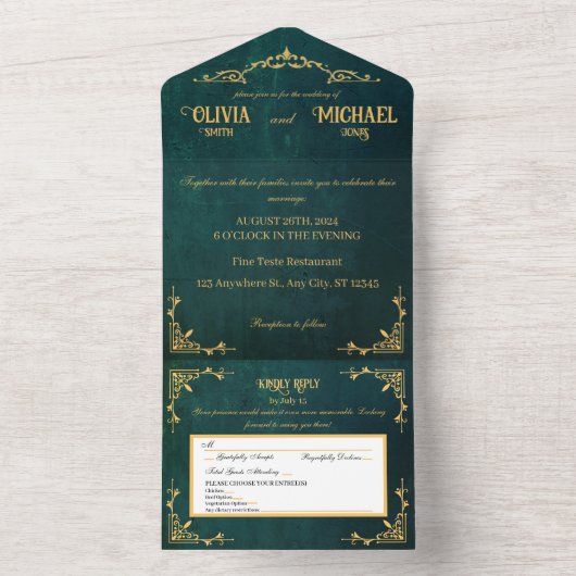  donkergroen all in one uitnodiging (Binnen)