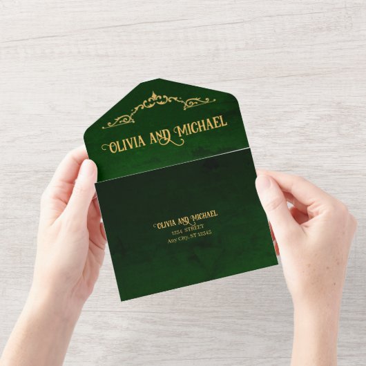 donkergroen all in one uitnodiging (Opening)