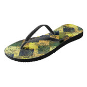 Donkergroen Bamboe Japans Chiyogami Patroon Teenslippers (Schuin)