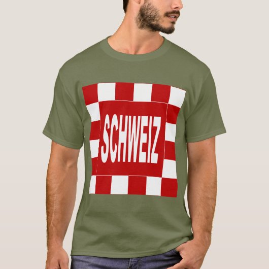 Donkergroen Basisch T-shirt Kaki SCHWEIZ (Voorkant)