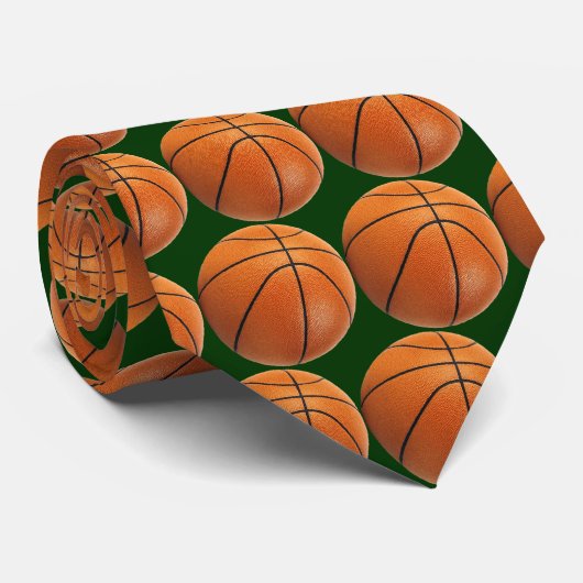 Donkergroen Basketball-Stropdas Stropdas (Opgerold)