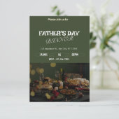 Donkergroen & beige chique Vaderdag diner Kaart (Staand voorkant)
