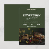 Donkergroen & beige chique Vaderdag diner Kaart (Voorkant / Achterkant)