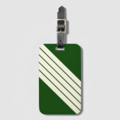 Donkergroen Beige Gestreepte 80s Classic Retro Str Bagagelabel (Voorkant (verticaal))