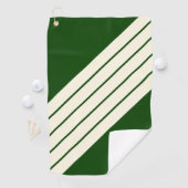 Donkergroen Beige Gestreepte 80s Classic Retro Str Golfhanddoek (Insitu)