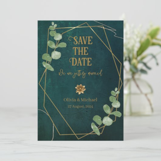 donkergroen bewaar de datum save the date (Staand voorkant)