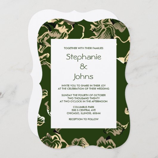 Donkergroen blad bladeren classy zilveren bruiloft kaart (Voorkant / Achterkant)