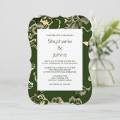 Donkergroen blad bladeren classy zilveren bruiloft kaart (Staand voorkant)