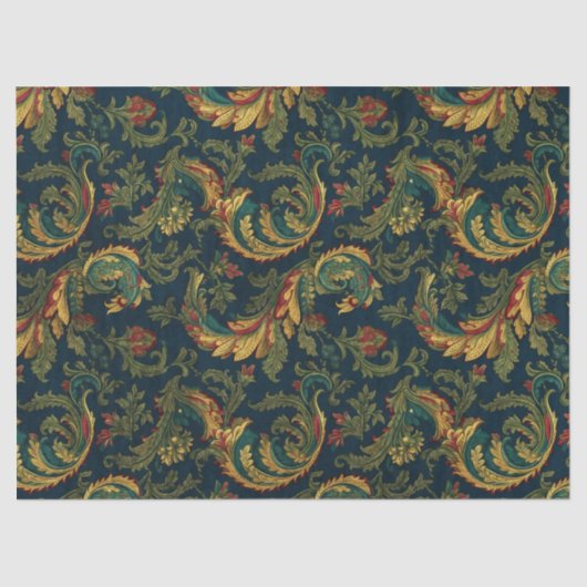 Donkergroen blad Chinoiserie Decoupage Tissuepapier (Voorkant)