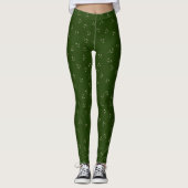 Donkergroen bladerdepatroon leggings (Voorkant)