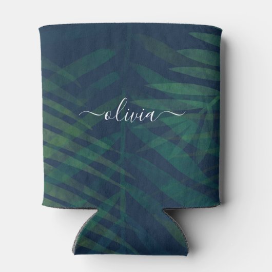 Donkergroen bladpatroon blikjeskoeler (Achterkant)