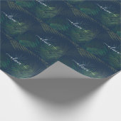 Donkergroen bladpatroon cadeaupapier (Hoek)