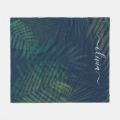 Donkergroen bladpatroon fleece deken (Voorkant (Horizontaal))