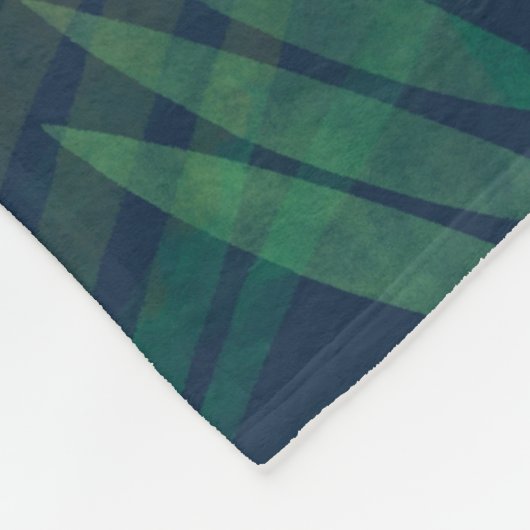 Donkergroen bladpatroon fleece deken (Hoek)