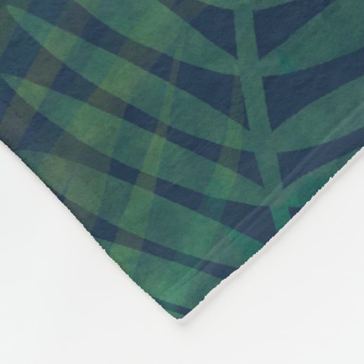 Donkergroen bladpatroon fleece deken (Hoek)