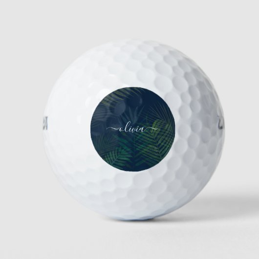Donkergroen bladpatroon golfballen (Voorkant)