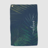 Donkergroen bladpatroon golfhanddoek (Voorkant)