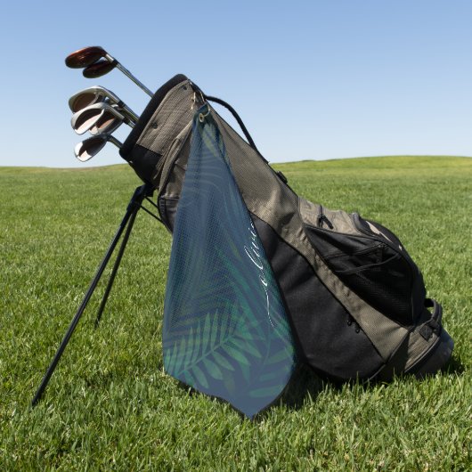 Donkergroen bladpatroon golfhanddoek (Groen)