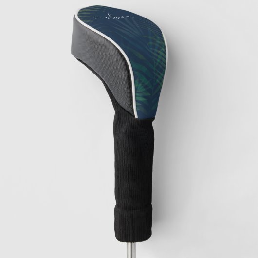 Donkergroen bladpatroon golfheadcover (Schuin)